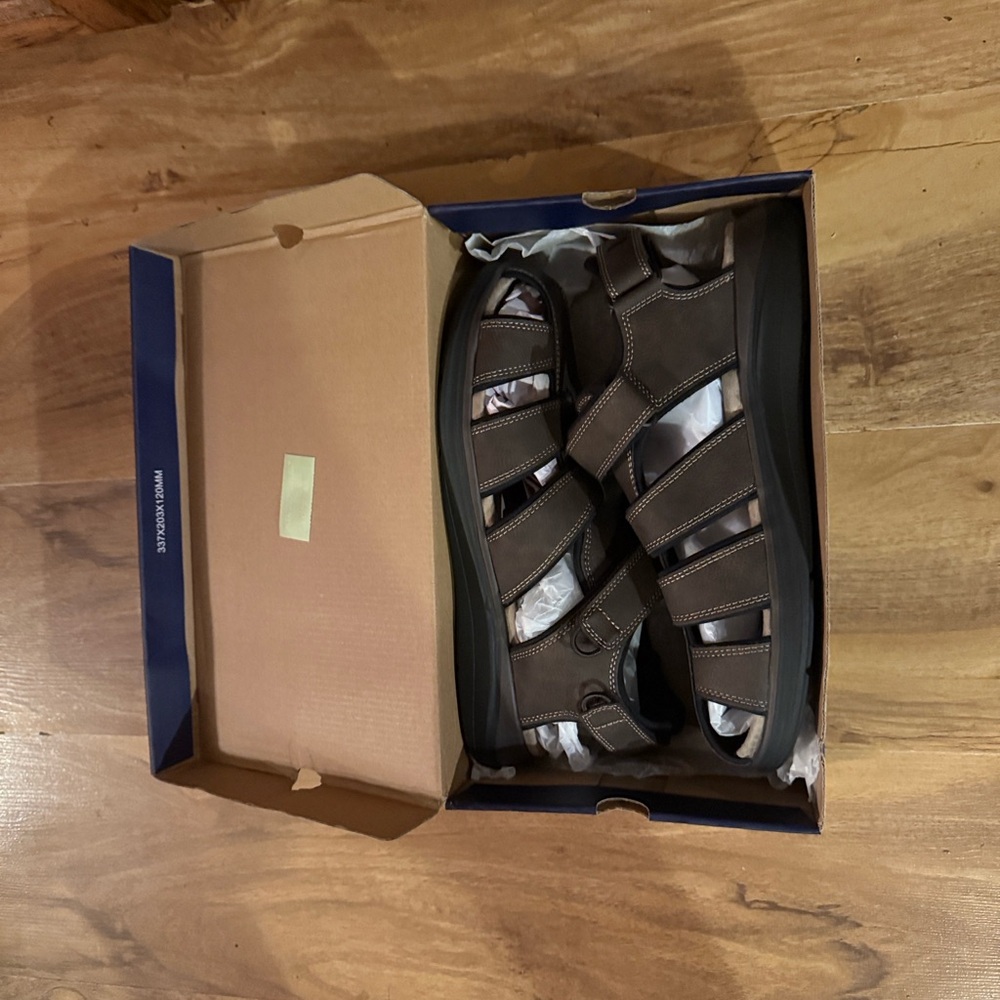 $10 with purchase..New in Box..Dockers Dark Brown Men's Sandals